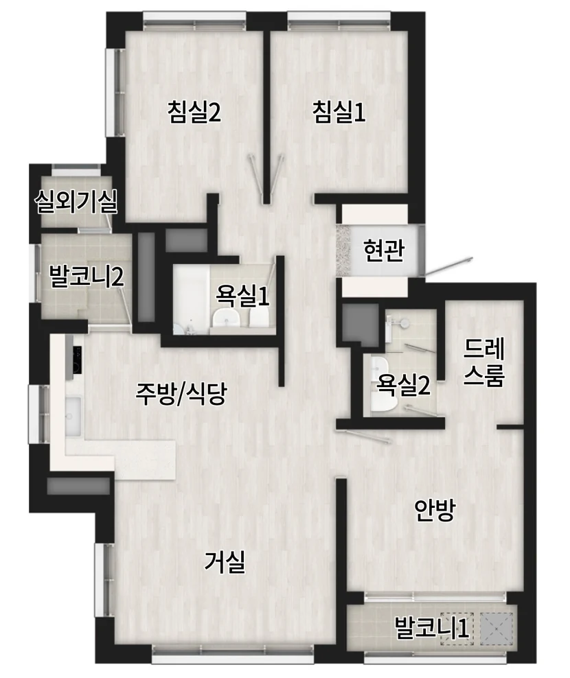 광명 시티프라디움 에듀하임 전용 59㎡B 평면도