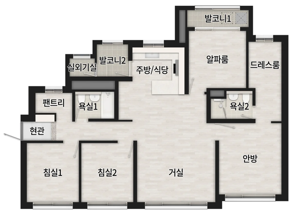 광명 시티프라디움 에듀하임 전용 84㎡C 평면도