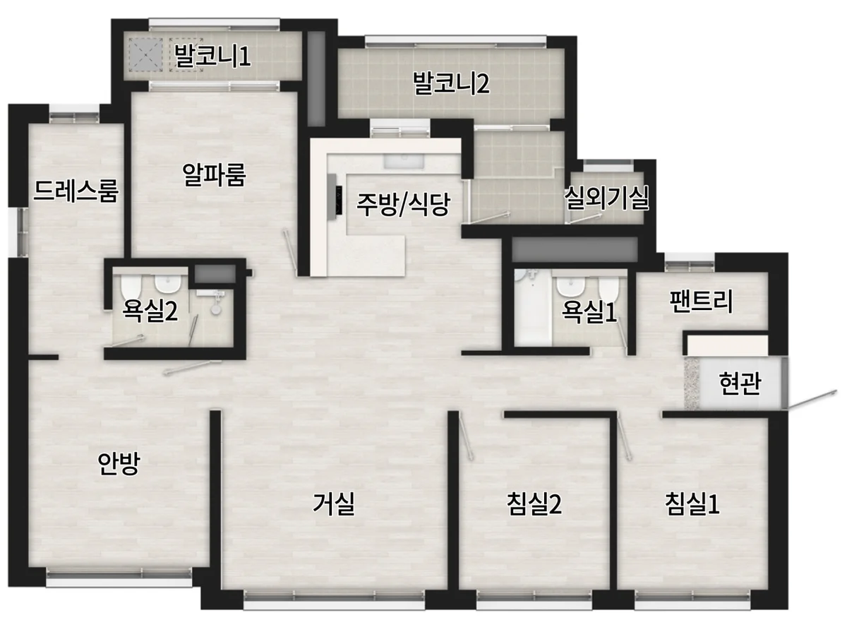 광명 시티프라디움 에듀하임 전용 84㎡D 평면도