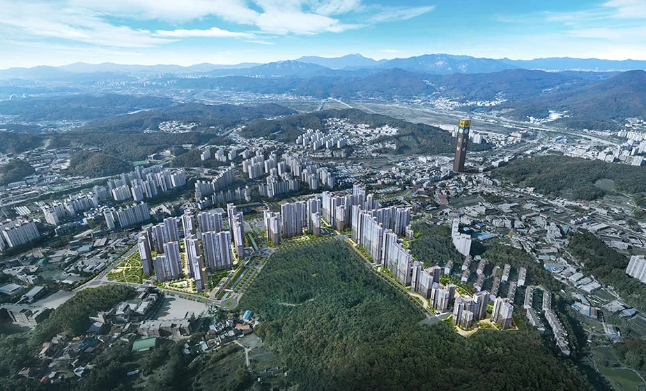 오남역 서희스타힐스 여의재 광역 조감도 — 오남지구 1,056세대 단지